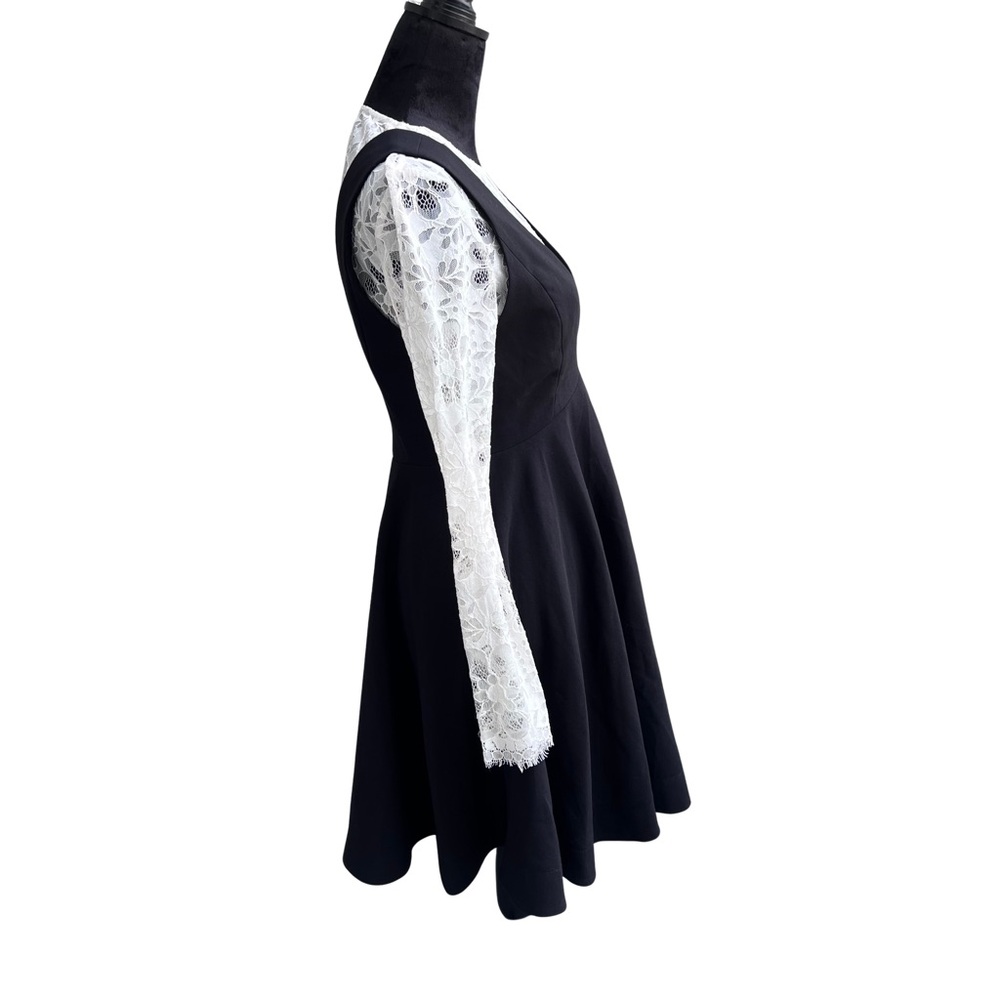 NWT Sandro Paris Nito Layered Lace Dress Black & White - Picture 3 of 9